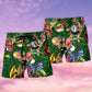 Dragon Billiard Love Life Green Hawaiian Print Beach Shorts For Active Summer Travel