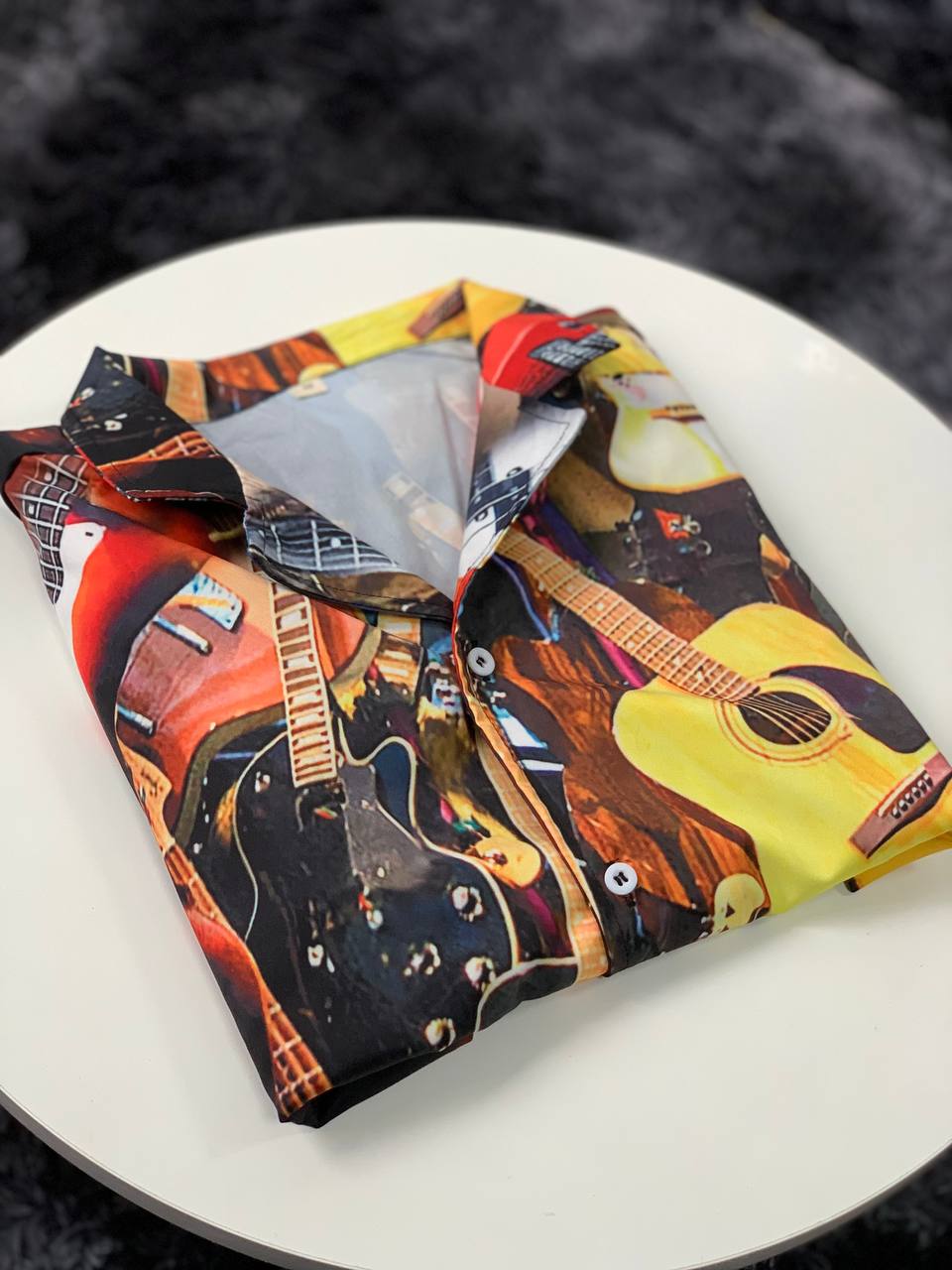 Guitar Music Hawaiian Shirt Pattern View For Relaxed Warm Weather Outfits
