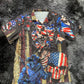 Skull American Pride Hawaiian Shirt Artwork Detail For Tropical Trips And Casual Outings