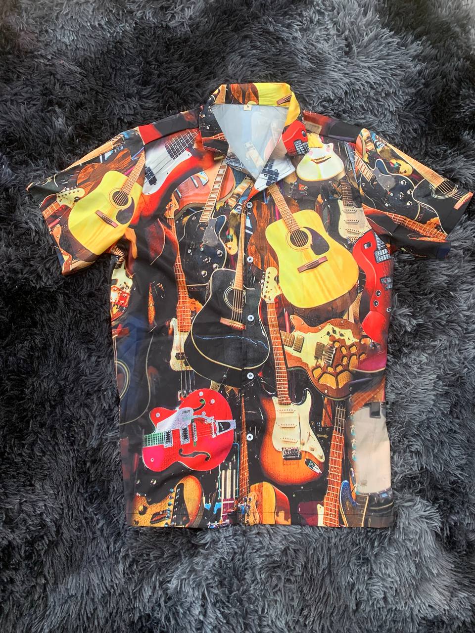 Guitar Music Hawaiian Shirt Artwork Detail For Resort Trips And Outdoor Activities