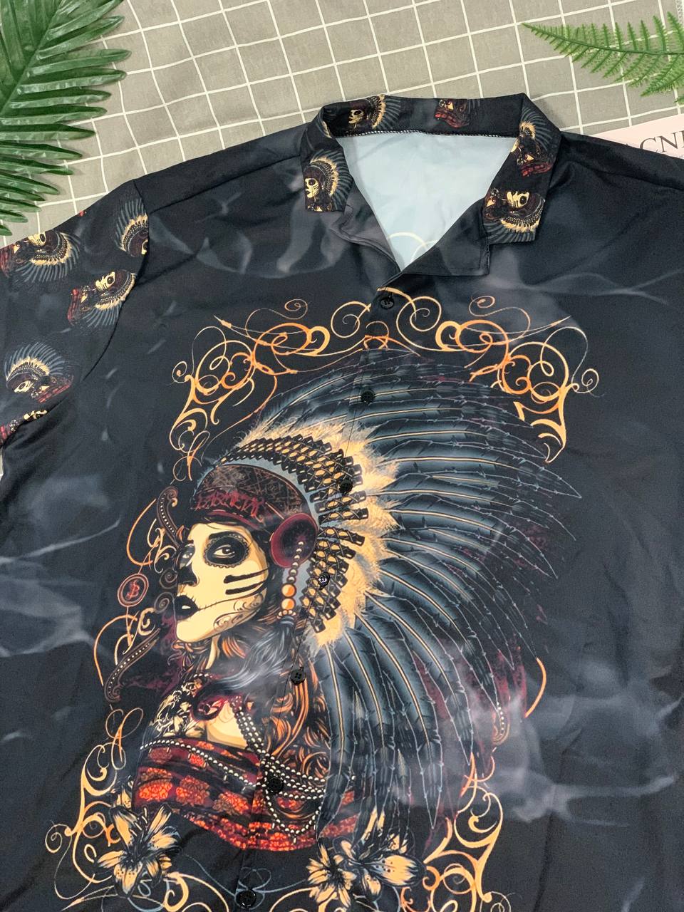 Bohemian Dark Skull Girl Hawaiian Shirt For Poolside Relaxation And Sunny Getaways