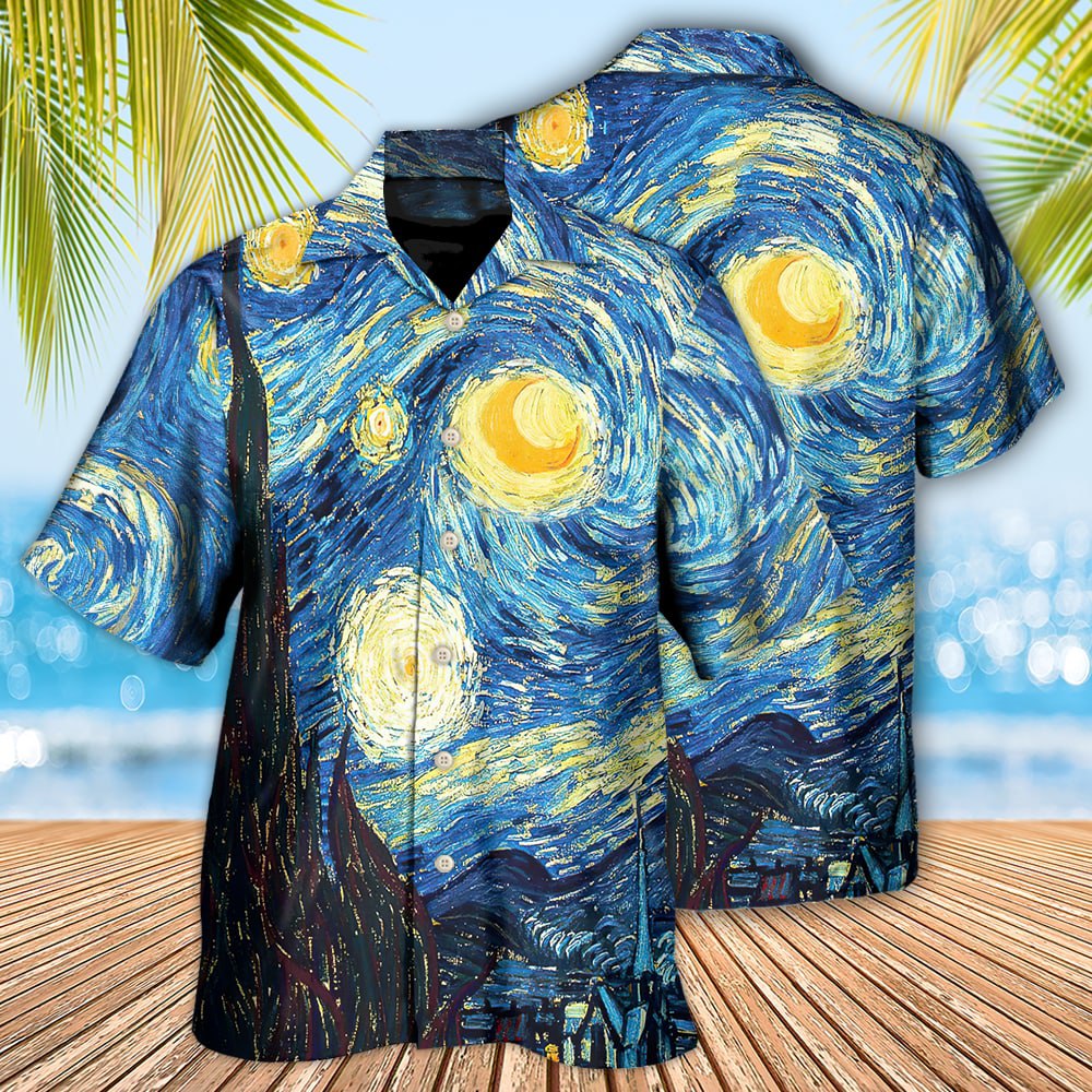 Creative Dreamy Starry Sky Hawaiian Shirt Design View For Warm Weather Events