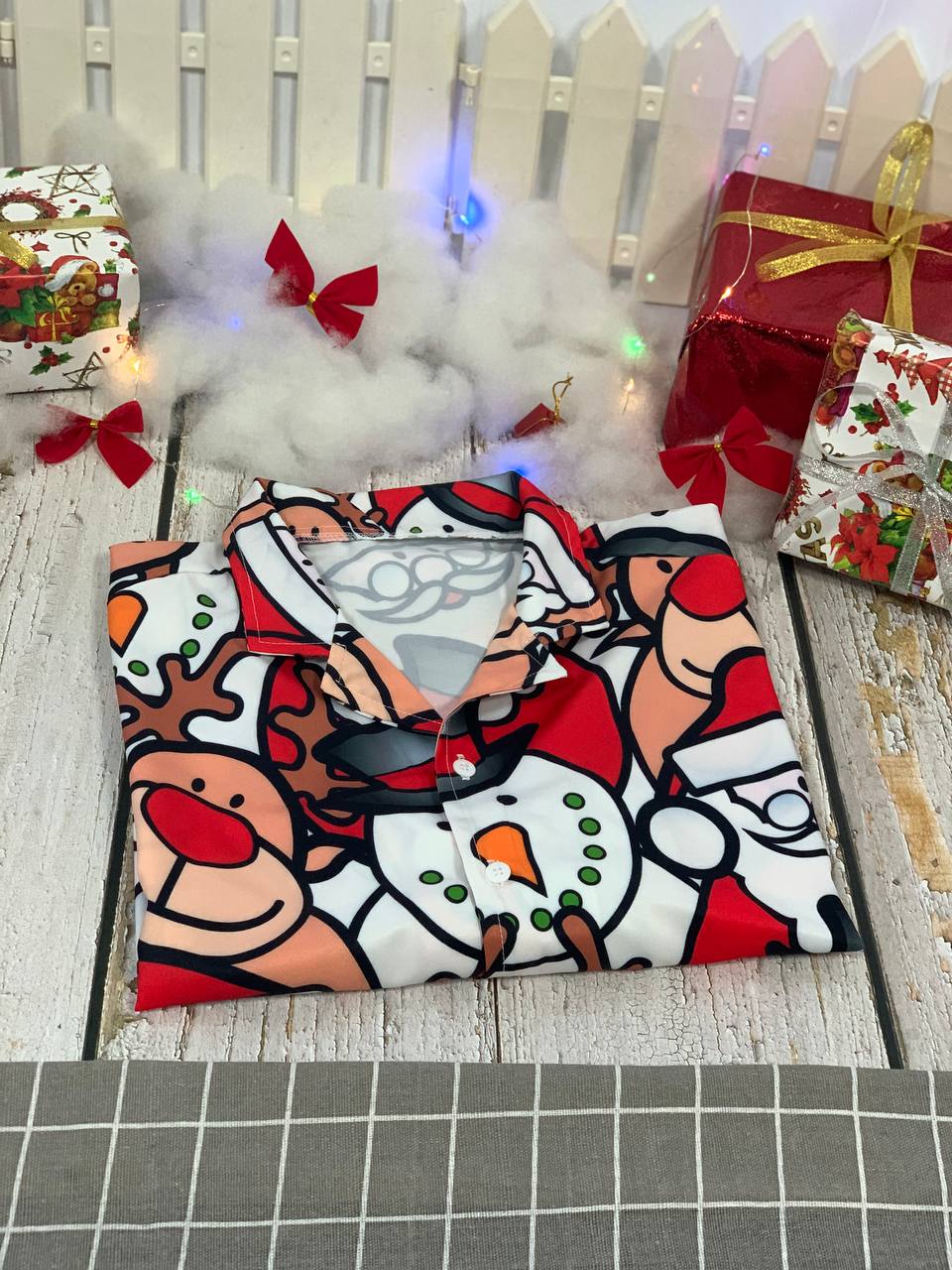 Funny Christmas Cutie Santa Reindeer Hawaiian Shirt Design View For Casual Summer Styling