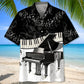Piano Black And White Hawaiian Shirt For Cruise Journey, Tropical Retreat, And Casual Outdoor Style