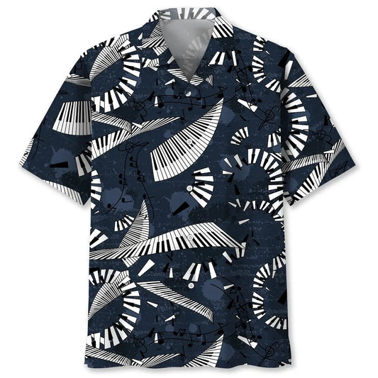 Piano Flying Music Hawaiian Shirt For Island Vacations, Resort Wear, And Relaxed Seasonal Style