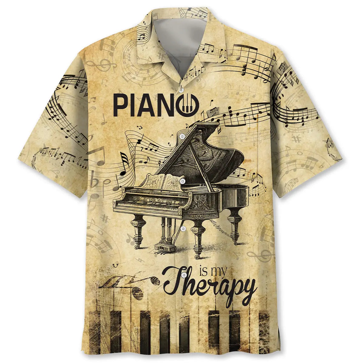 Hawaiian Shirt / Adults / S Piano Is My Therapy Hawaiian Shirt Pocket