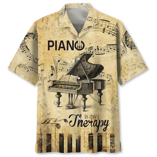 Piano Therapy Hawaiian Shirt For Beach Days, Summer Outings, And Thoughtful Gift Giving