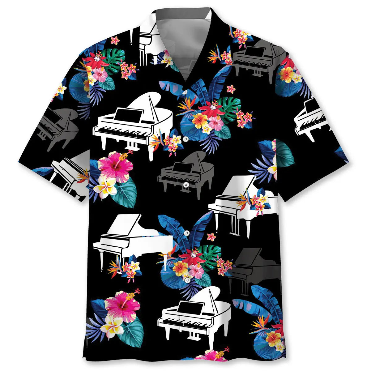 Hawaiian Shirt / Adults / S Piano Tropical Pattern Hawaiian Shirt