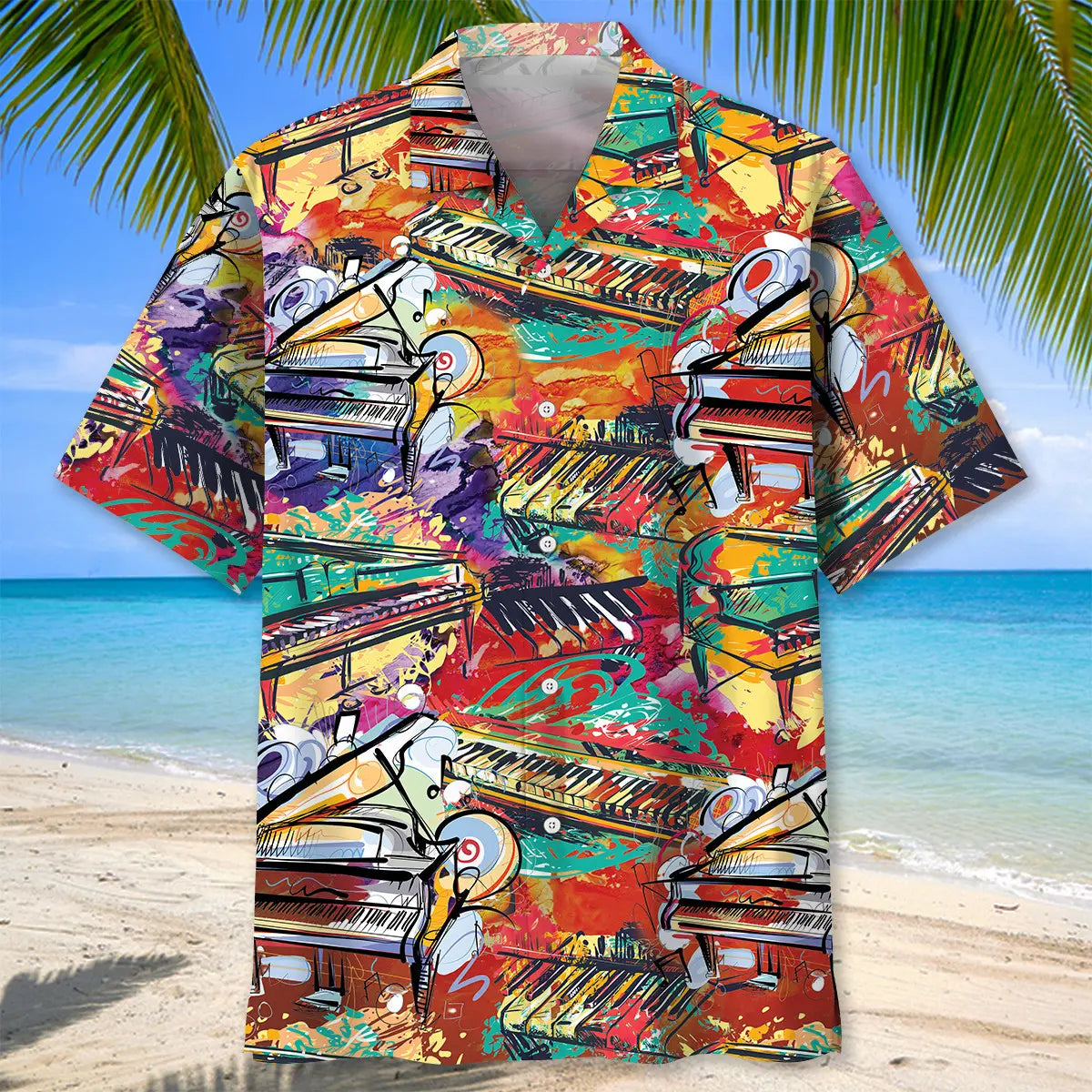 Watercolor Piano Hawaiian Shirt For Beach Days, Summer Outings, And Thoughtful Gift Giving