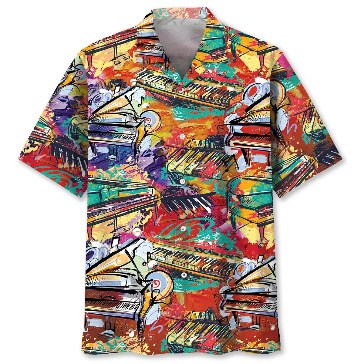 Watercolor Piano Hawaiian Shirt For Beach Days, Summer Outings, And Thoughtful Gift Giving