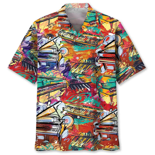 Watercolor Piano Hawaiian Shirt For Beach Days, Summer Outings, And Thoughtful Gift Giving