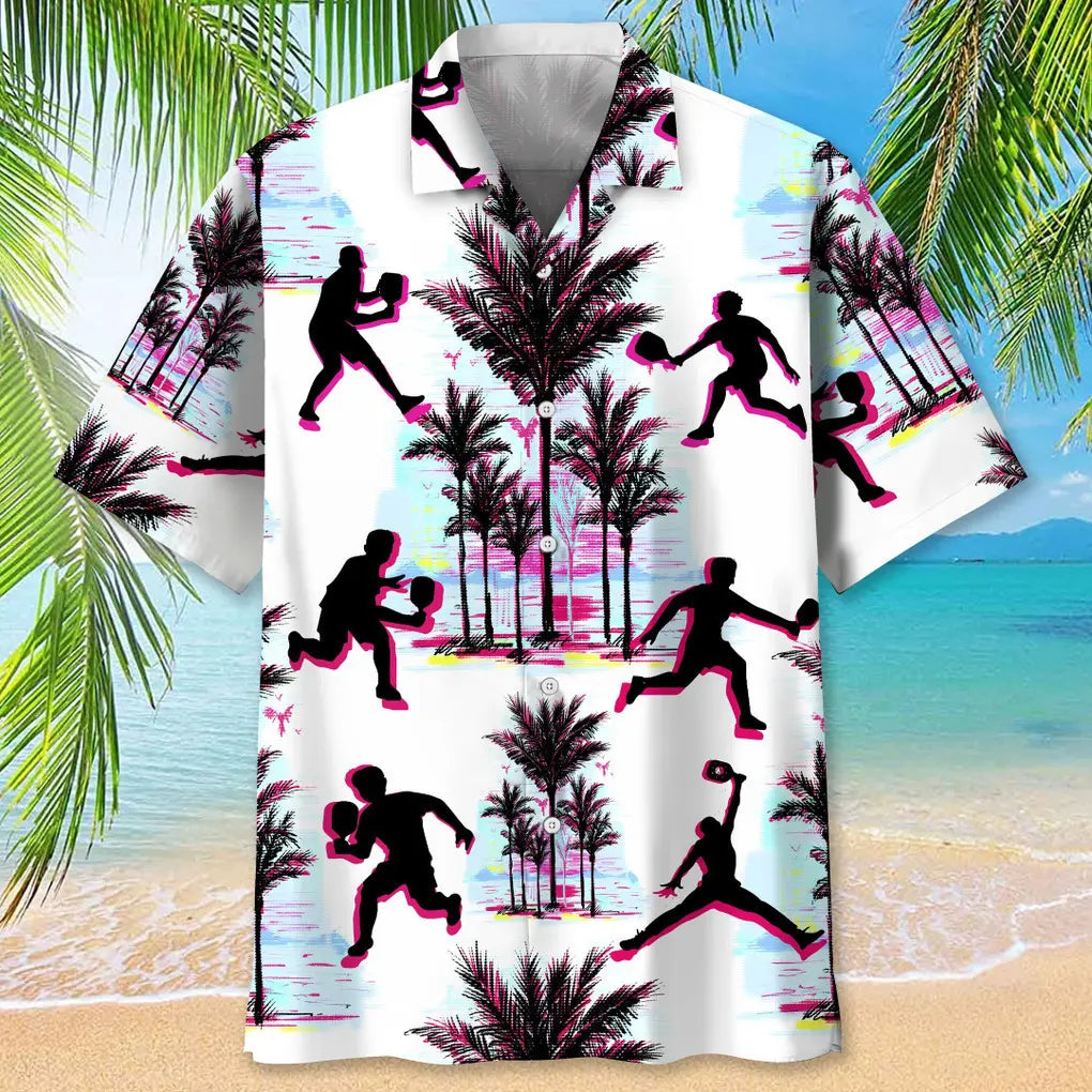 Abstract Pickleball Background Hawaiian Shirt For Island Vacations, Resort Wear, And Relaxed Seasonal Style