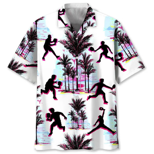 Abstract Pickleball Background Hawaiian Shirt For Island Vacations, Resort Wear, And Relaxed Seasonal Style