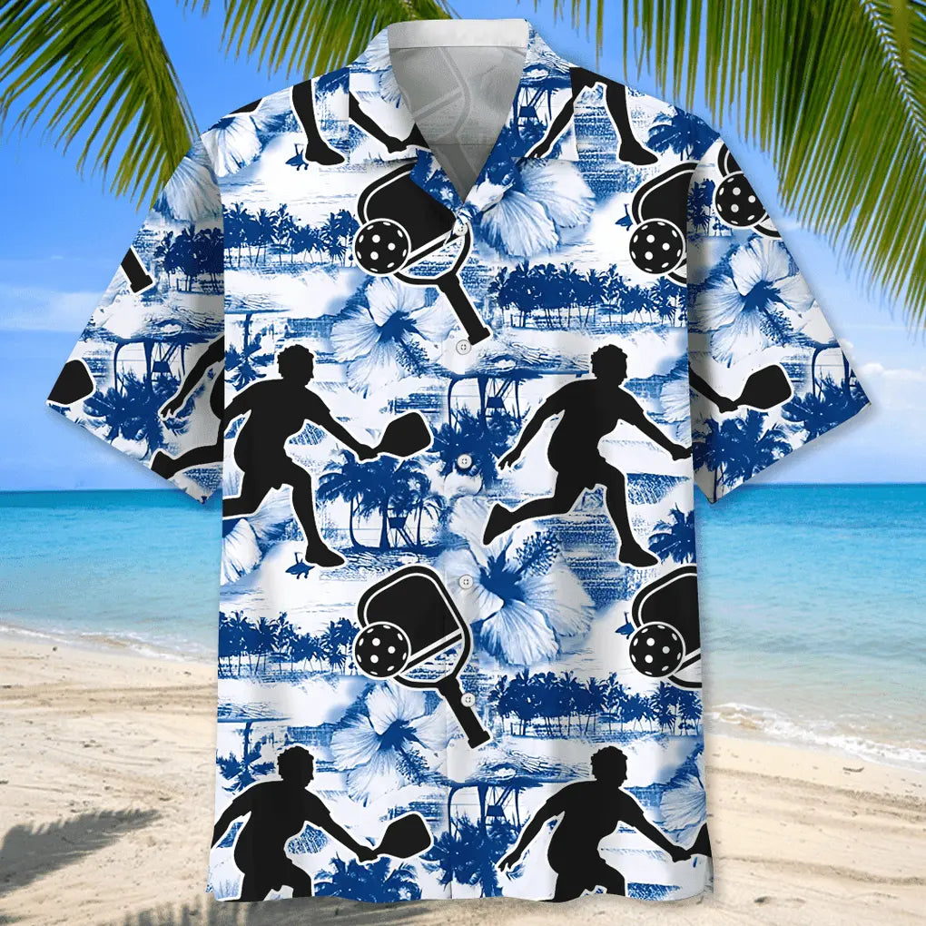 Pickleball Blue Nature Hawaiian Shirt For Coastal Travel, Casual Events, And Comfortable Summer Wear