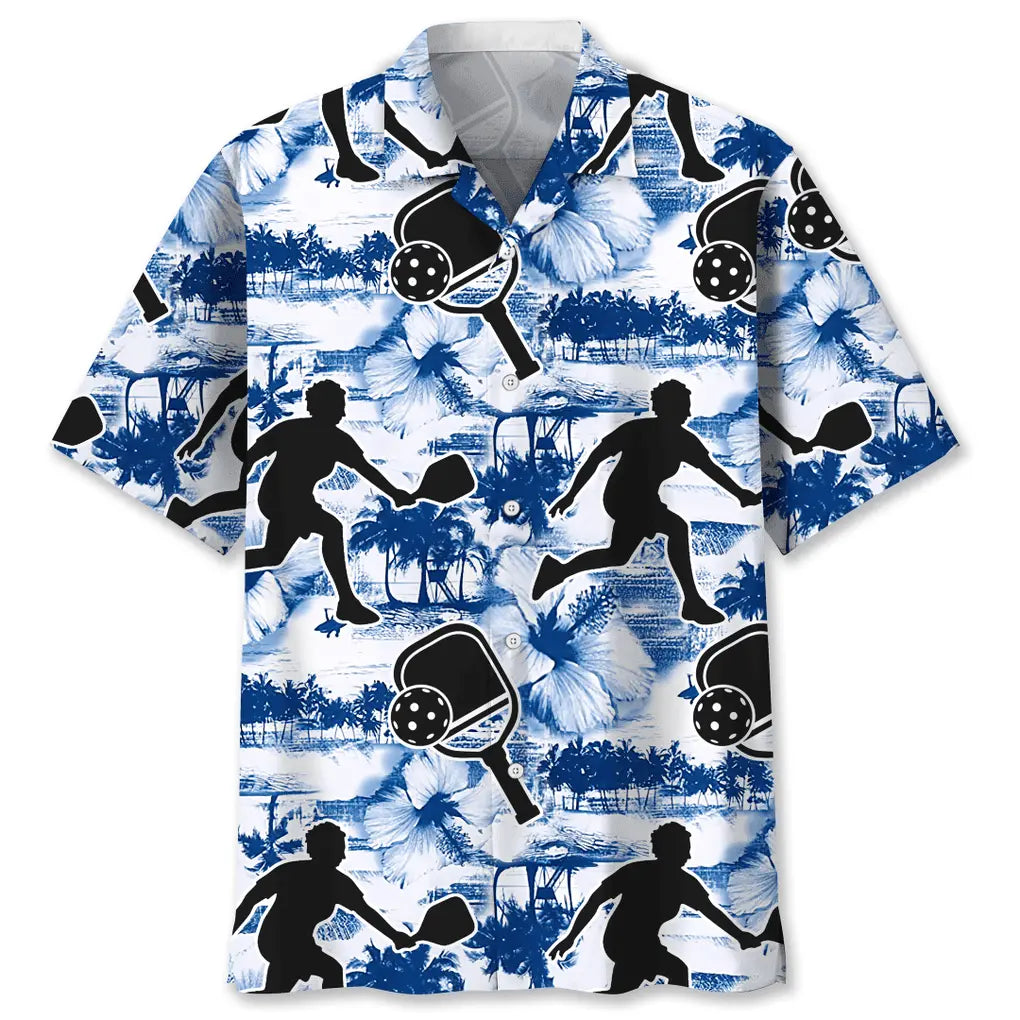 Pickleball Blue Nature Hawaiian Shirt For Coastal Travel, Casual Events, And Comfortable Summer Wear