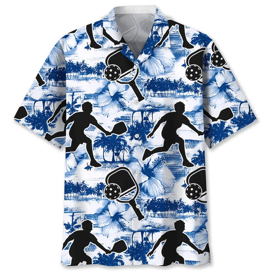 Pickleball Blue Nature Hawaiian Shirt For Coastal Travel, Casual Events, And Comfortable Summer Wear