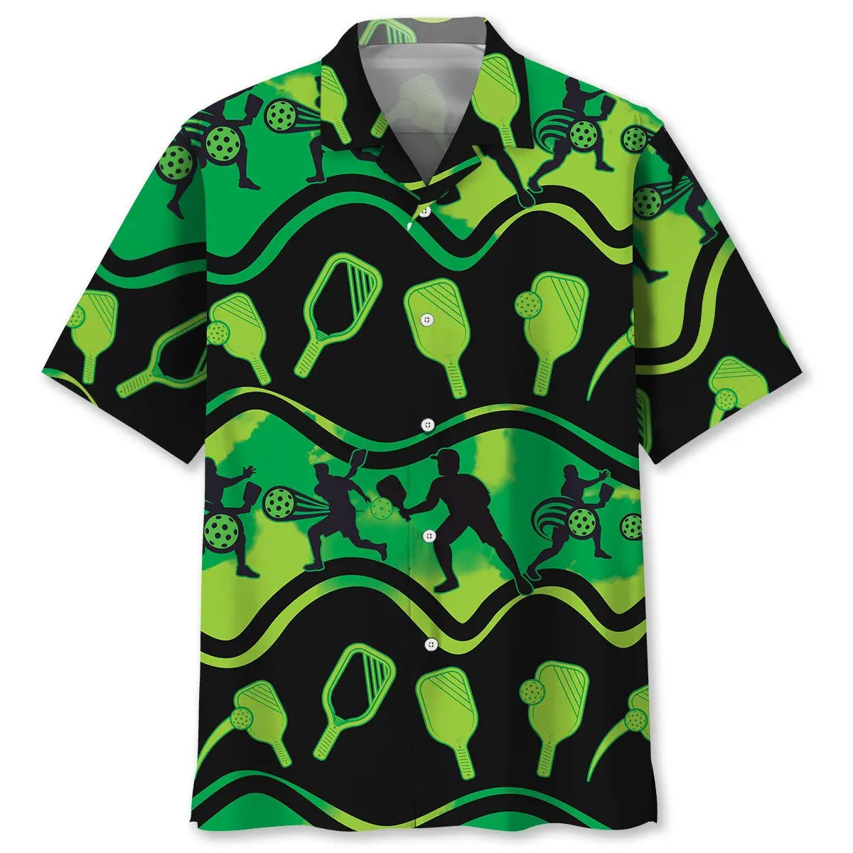 Pickleball Green Hawaiian Shirt For Island Vacations, Resort Wear, And Relaxed Seasonal Style