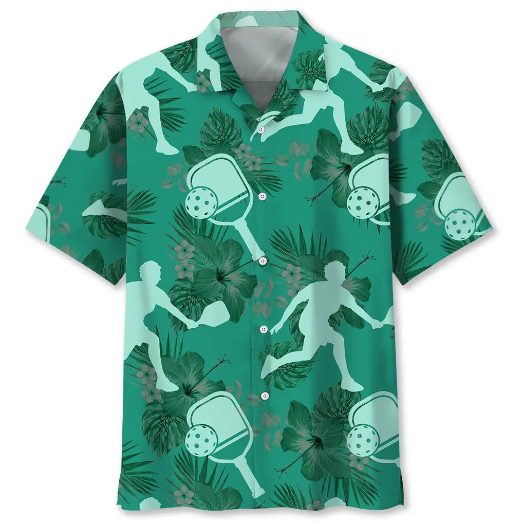 Pickleball Kelly Green Hawaiian Shirt For Resort Trips, Coastal Parties, And Warm Weather Style
