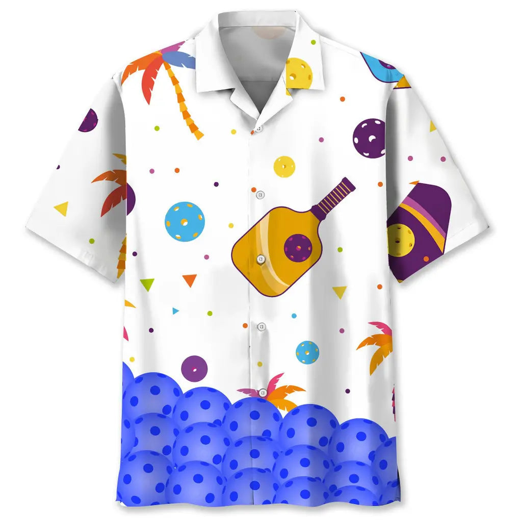 Pickleball Creative Pattern Hawaiian Shirt For Coastal Travel, Casual Events, And Comfortable Summer Wear