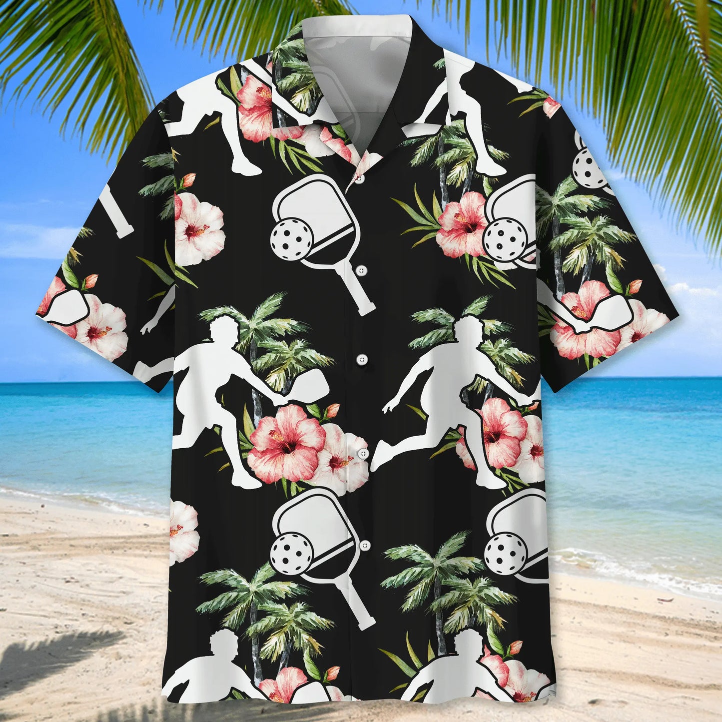 Floral Pickleball Nature Hawaiian Shirt For Summer Vacation, Beach Travel, And Casual Wear