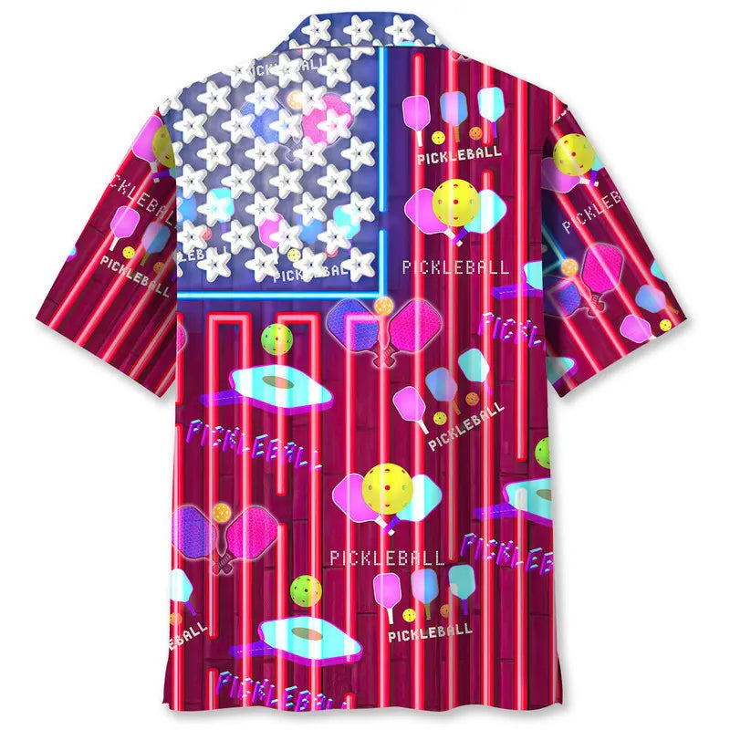 Neon Pickleball Hawaiian Shirt For Beach Days, Summer Outings, And Thoughtful Gift Giving