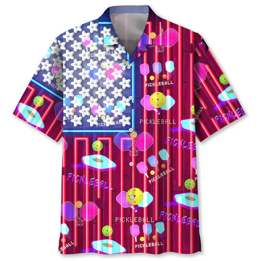 Neon Pickleball Hawaiian Shirt For Beach Days, Summer Outings, And Thoughtful Gift Giving