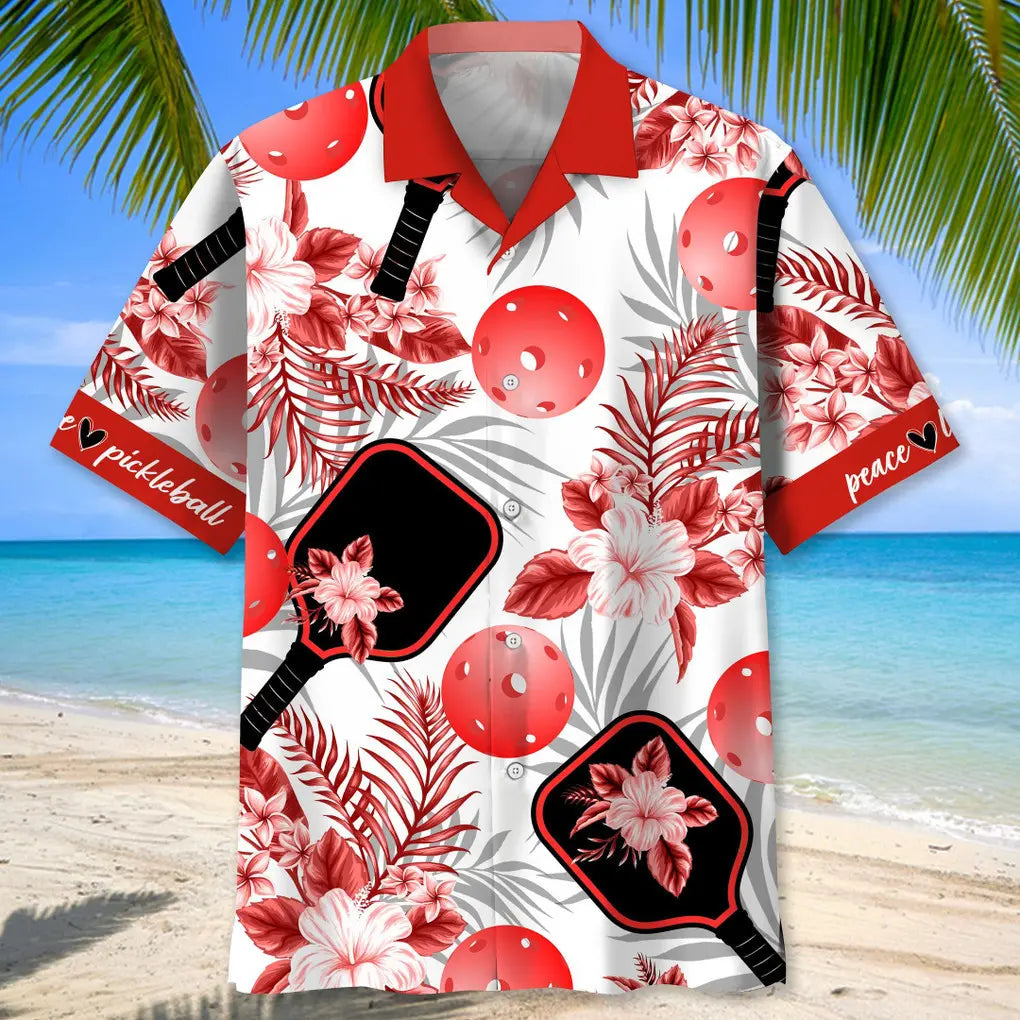 Pickleball Red Hawaiian Shirt For Beach Days, Summer Outings, And Thoughtful Gift Giving
