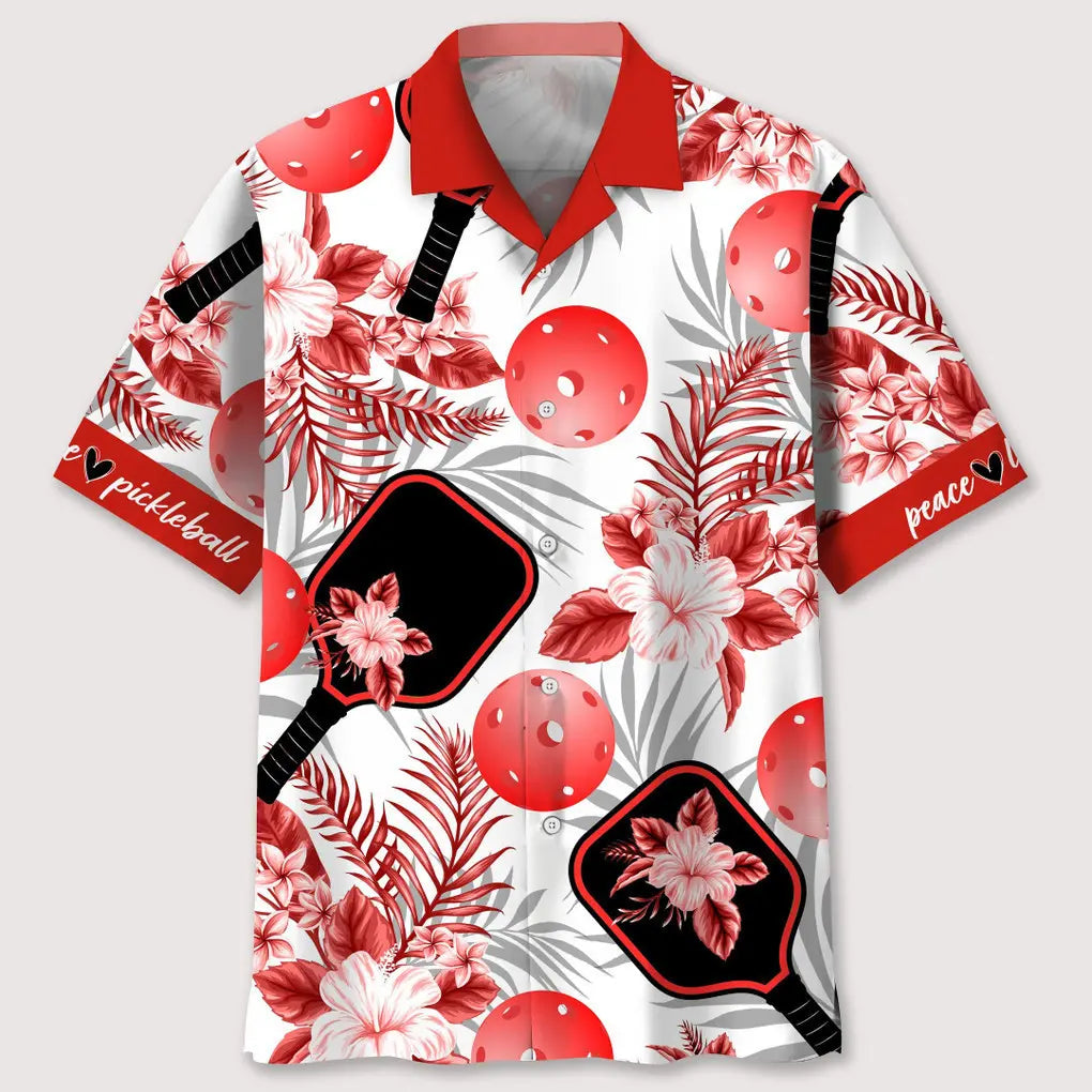 Pickleball Red Hawaiian Shirt For Beach Days, Summer Outings, And Thoughtful Gift Giving