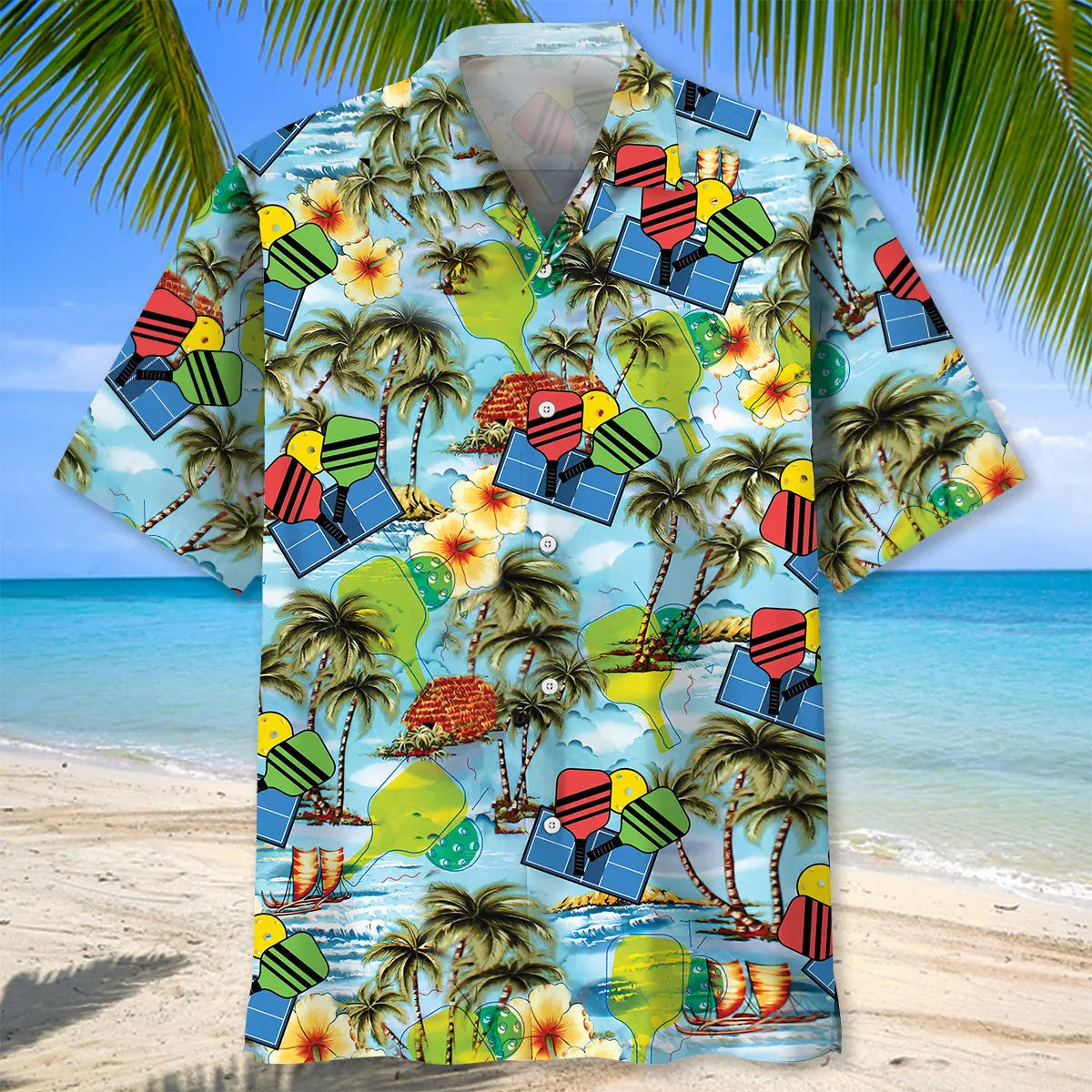 Tropical Pickleball Hawaiian Shirt For Tropical Holidays, Resort Trips, And Relaxed Coastal Style