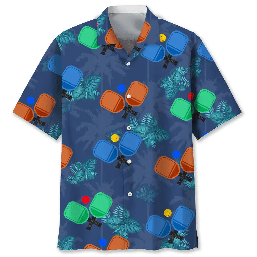 Tropical Pickleball Hawaiian Shirt For Tropical Holidays, Resort Trips, And Relaxed Coastal Style