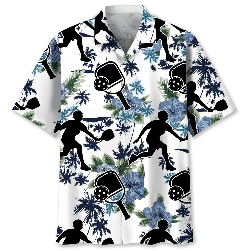 Pickleball White Nature Hawaiian Shirt For Coastal Travel, Casual Events, And Comfortable Summer Wear