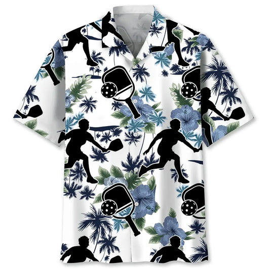 Pickleball White Nature Hawaiian Shirt For Coastal Travel, Casual Events, And Comfortable Summer Wear