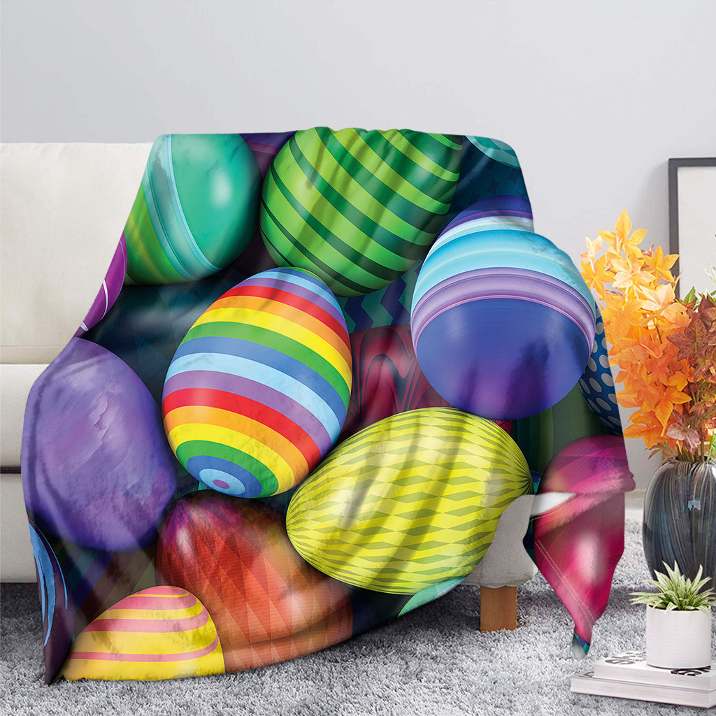 Colorful Easter Egg Pattern Flannel Blanket For Cozy Bedroom Sofa Decor