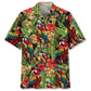 Tropical Pirate Parrot Hawaiian Shirt For Summer Vacation, Beach Travel, And Casual Wear