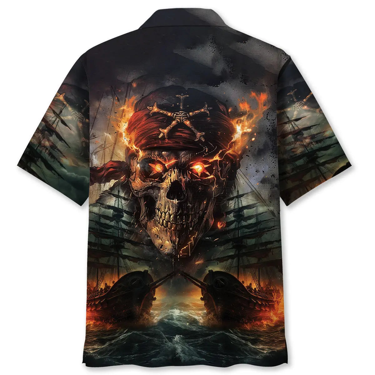 Pirate Skull Fire Hawaiian Shirt For Fantasy Fans, Resort Trips, And Imaginative Summer Style