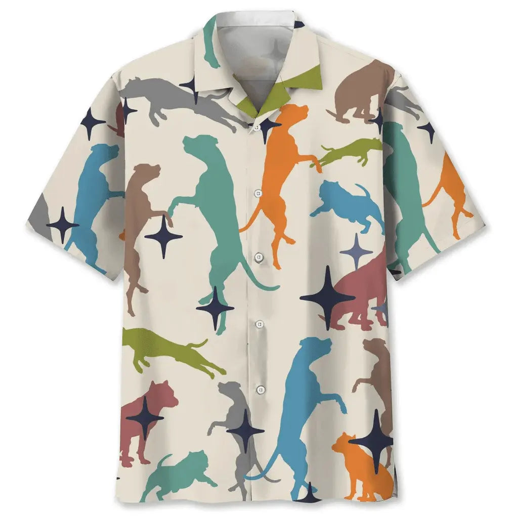 Pitbull Creative Pattern Hawaiian Shirt For Coastal Travel, Casual Events, And Comfortable Summer Wear