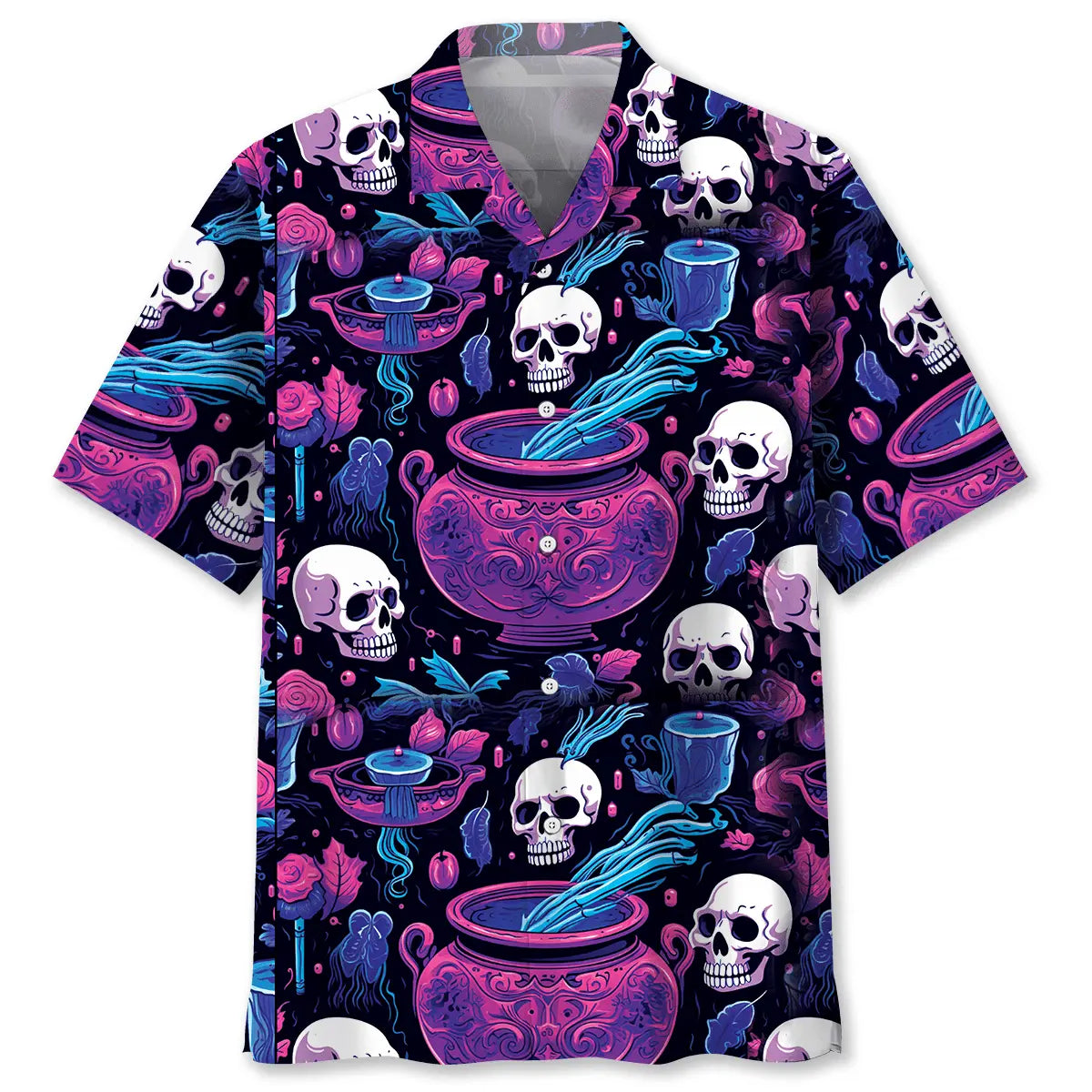 Poisoned Skull Hawaiian Shirt For Creative Adventures, Beach Travel, And Bold Warm Weather Wear