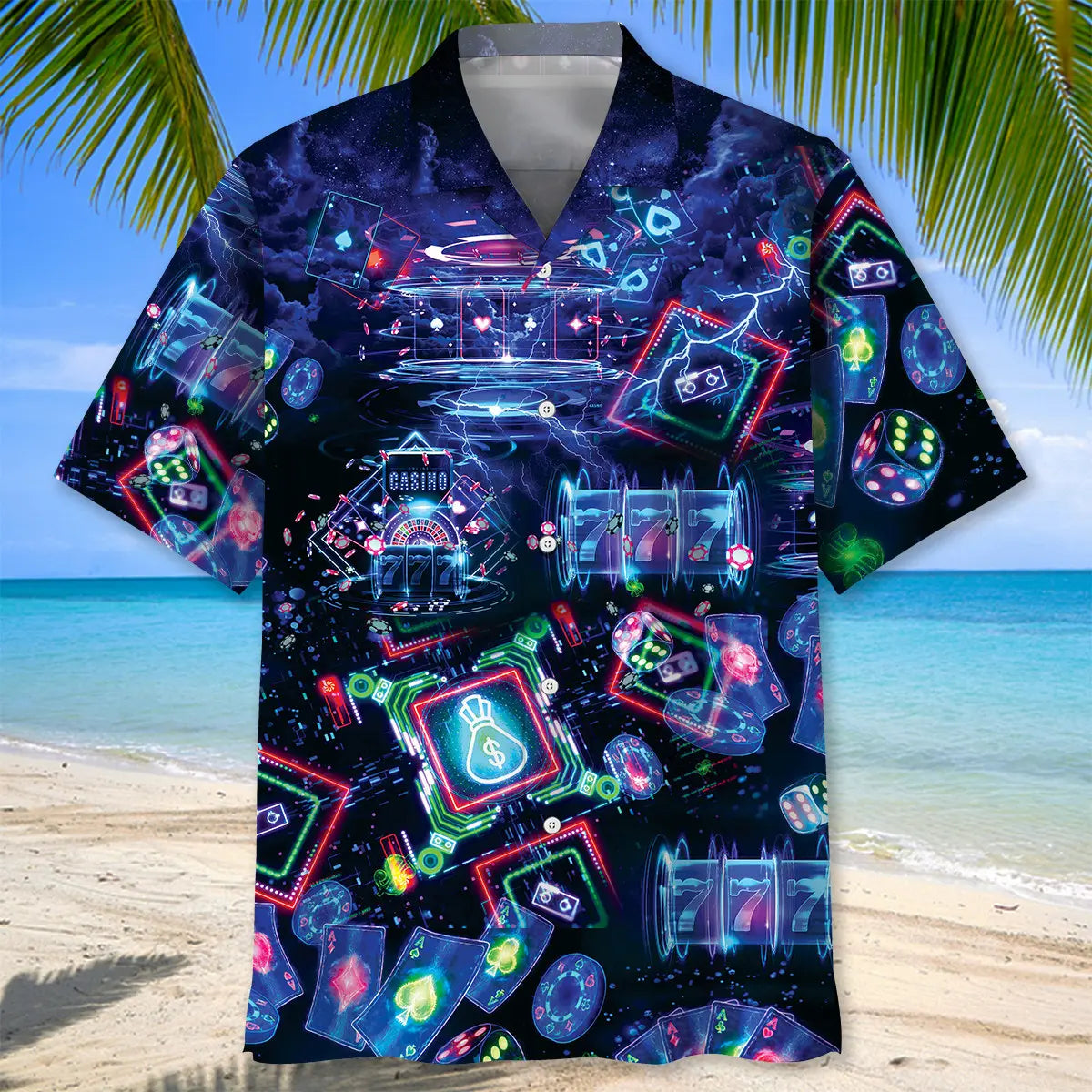 Neon Poker Hawaiian Shirt For Beach Days, Summer Outings, And Thoughtful Gift Giving