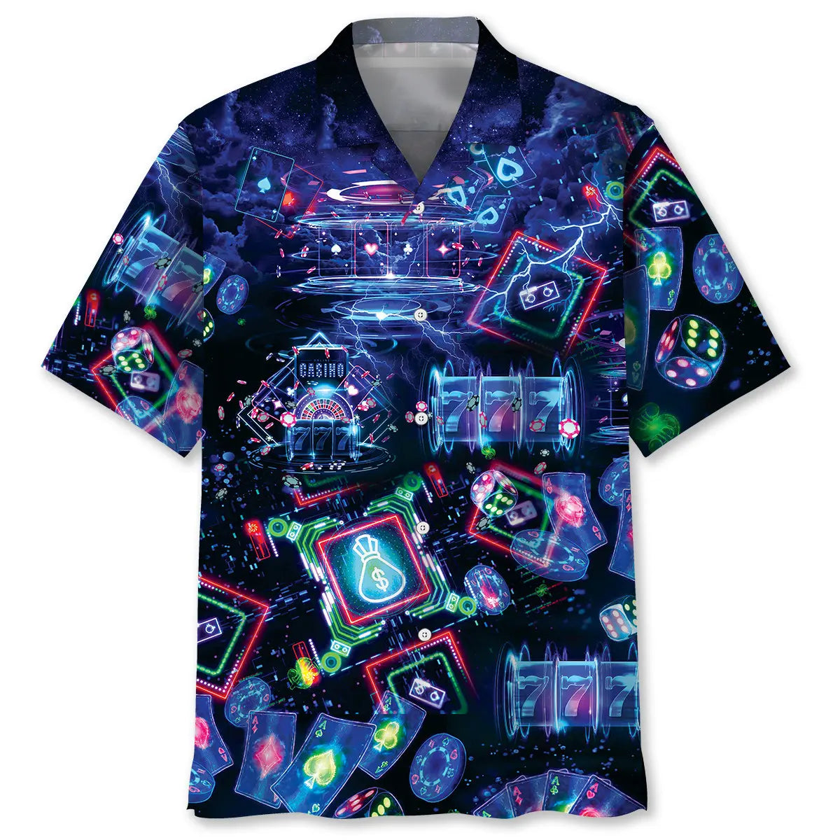 Neon Poker Hawaiian Shirt For Beach Days, Summer Outings, And Thoughtful Gift Giving