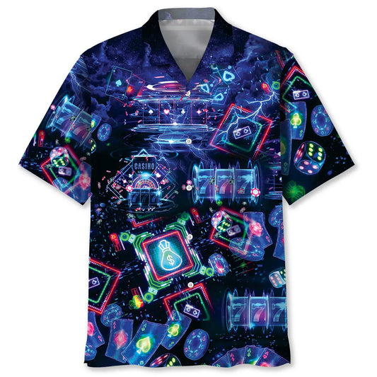 Neon Poker Hawaiian Shirt For Beach Days, Summer Outings, And Thoughtful Gift Giving