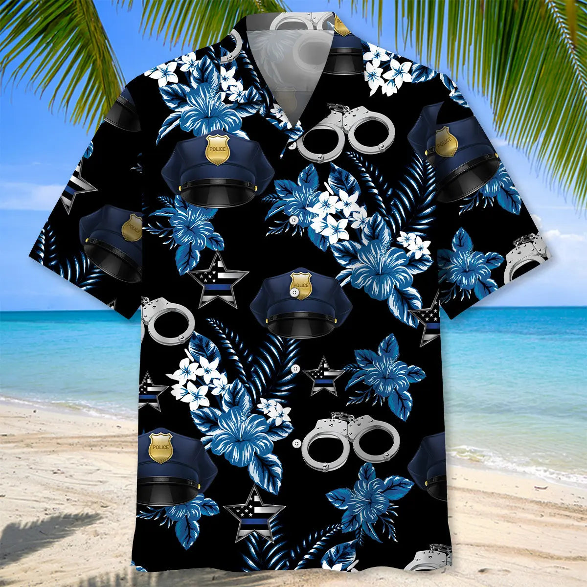 Police Blue Hawaiian Shirt For Island Adventure And Seasonal Wardrobe
