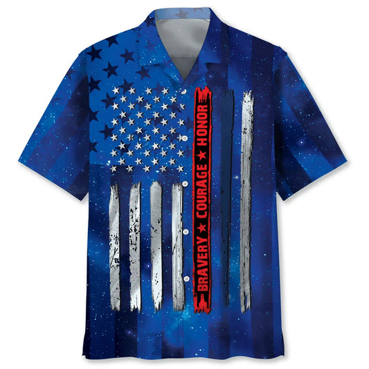 Police Bravery Courage Honor Hawaiian Shirt For Family Vacation, Relaxed Getaway, And Comfortable Travel Wear