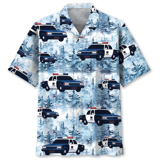 Police Car Hawaiian Shirt For Island Adventure And Travel Ready Style