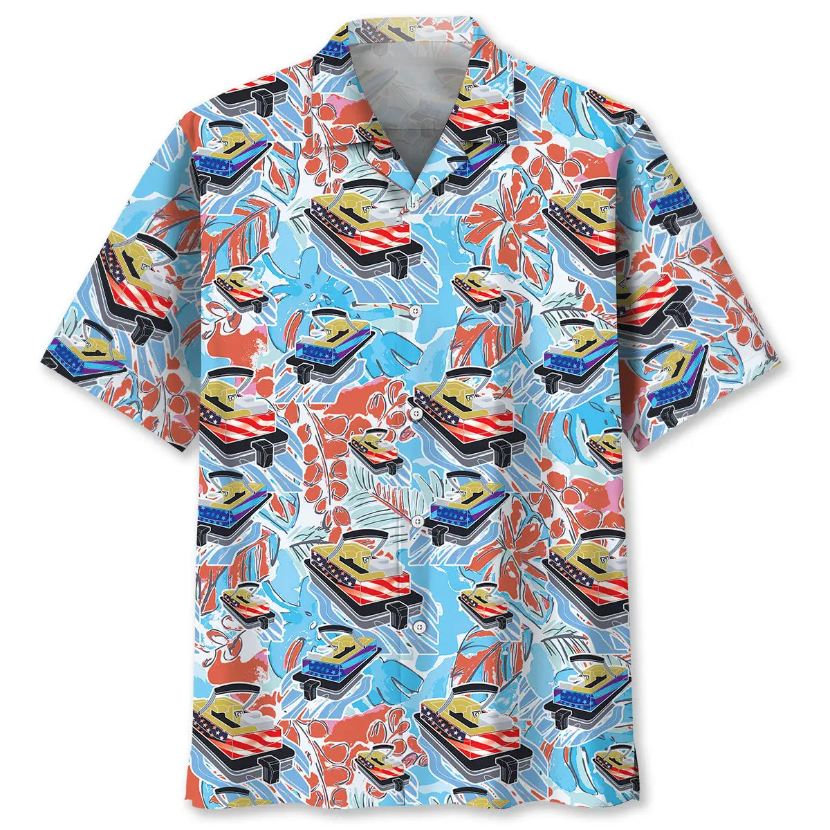 American Pontoon Flag Hawaiian Shirt For Heritage Inspired Events, Beach Travel, And Thoughtful Gifting