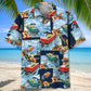 Vintage Pontoon Hawaiian Shirt For Tropical Holidays, Outdoor Gatherings, And Everyday Comfort