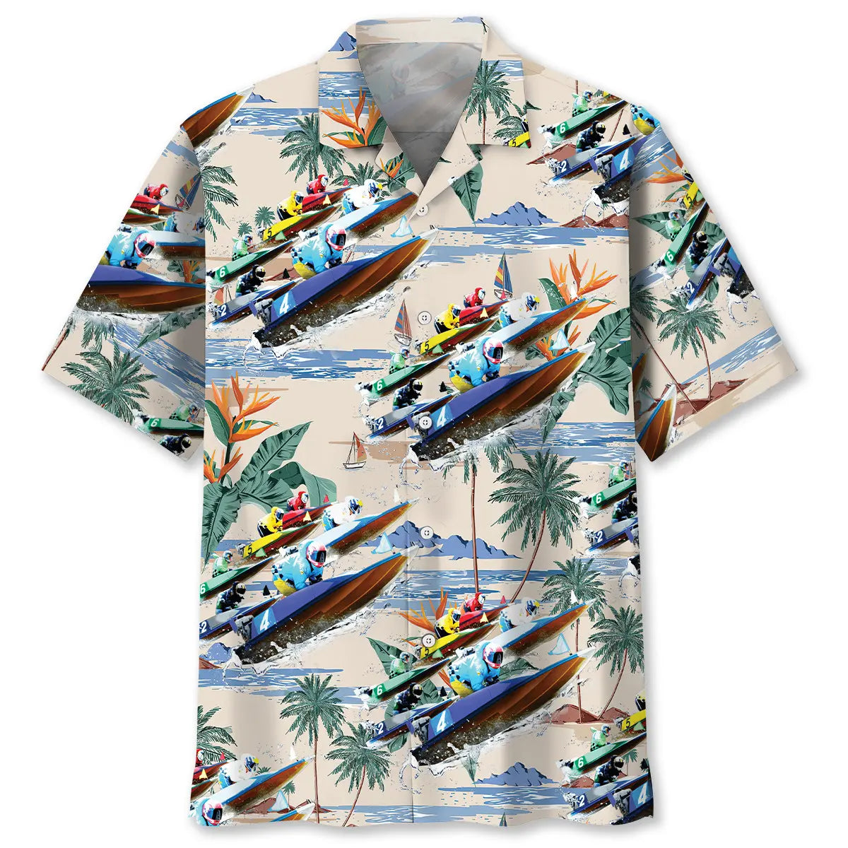 Power Boat Racing Hawaiian Shirt For Cruise Journey, Beachside Event, And Comfortable Travel Wear