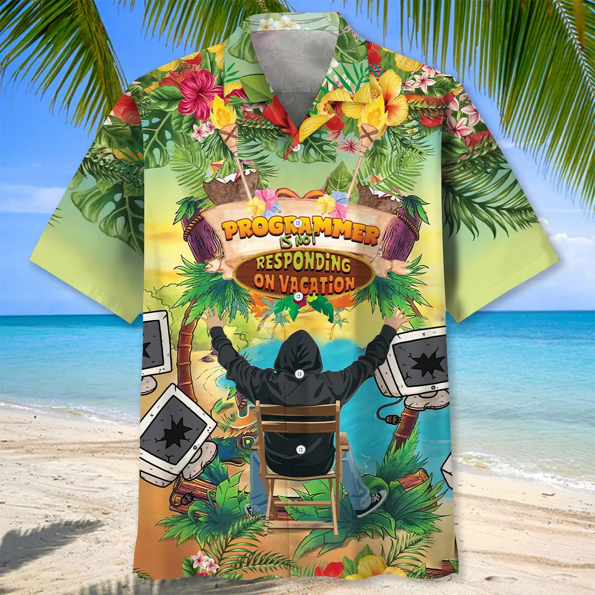 Programmer Vacation Mode On Hawaiian Shirt For Seasonal Celebration, Warm Weather Outing, And Memorable Gifting