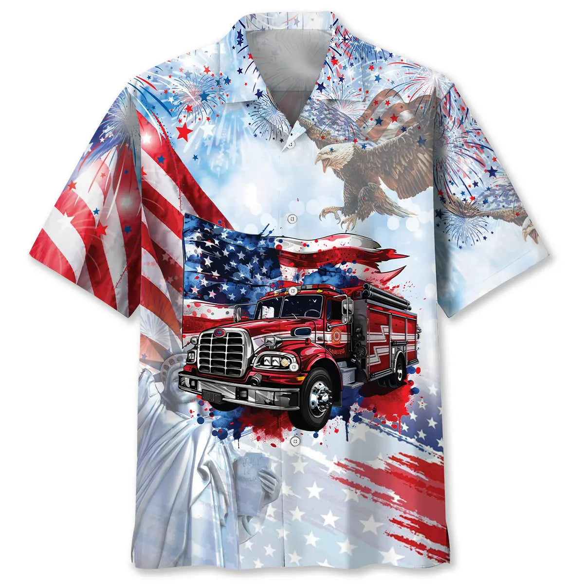 Proud Fire Truck Hawaiian Shirt For Tropical Holidays, Outdoor Gatherings, And Everyday Comfort
