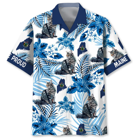 Proud Maine State Hawaiian Shirt For Resort Holiday And Comfortable Travel Wear