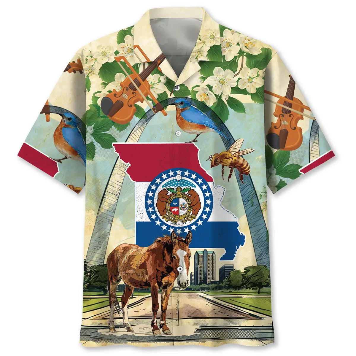 Proud Missouri Heritage Hawaiian Shirt For Summer Vacation, Beach Travel, And Casual Wear
